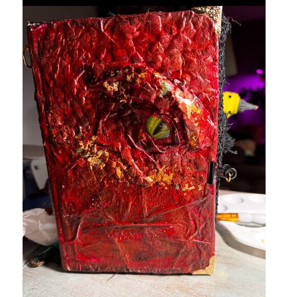 Handmade Dragon Junk Journal, Scrapbook With Tea Dyed Paper - Picture 1 of 9